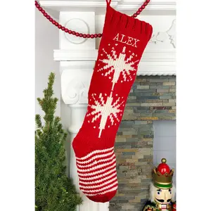 Red and White Star Personalized Christmas Stocking