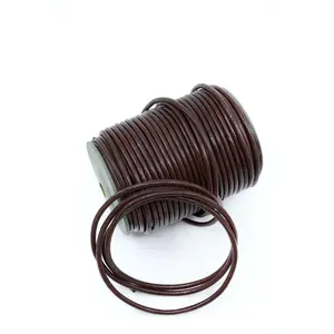 Dark Chocolate Brown, 5mm Round Leather Cord, sold by the foot