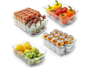 Zulay 4-Pack Clear Refrigerator Organizer Bins - Transparent Freezer, Fridge, Cabinet, and Pantry Storage Containers for Kitchen Organization