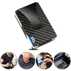 Men's Wallet RFID Blocking Slim Money Clip Credit ID Card Holder Thin Minimalist RFID Blocking Pop-Up Card Holder