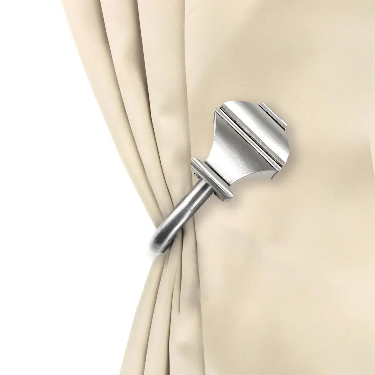 Vicky Curtain Holdback Set, Satin Nickel - Set of 2