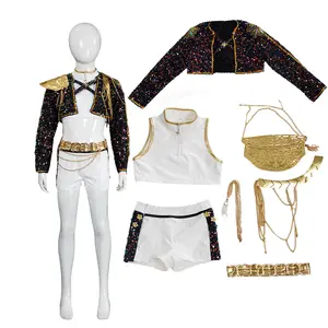 K-POP Rumi party cosplay costume girl group black stage performance outfit, cosplay costume for Halloween, gift for daughter, family party, school performance