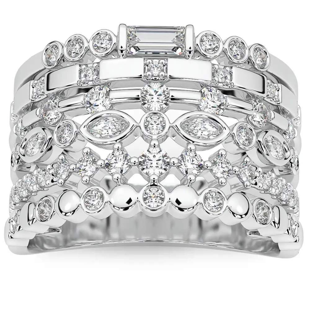 1Ct Stackable Diamond Ring Gold Lab Grown 12mm Wide 1Ct Stackable Diamond Ring Gold Lab Grown 12mm Wide