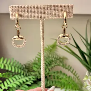 Mimi 14k Gold-Plated Horsebit Pave Drop Earrings