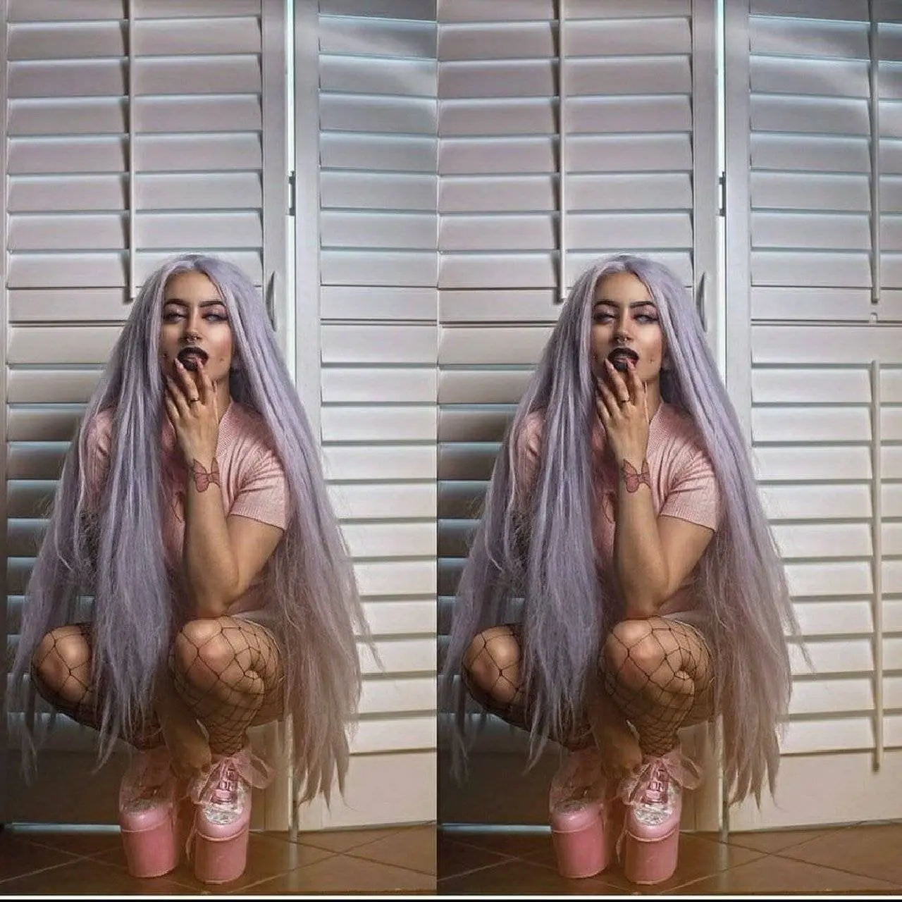 Gray Purple//Light Purple//Curly//Wavy// Lace Front Wig//Wig//Human Hair//Human Hair Blend//Synthetic
