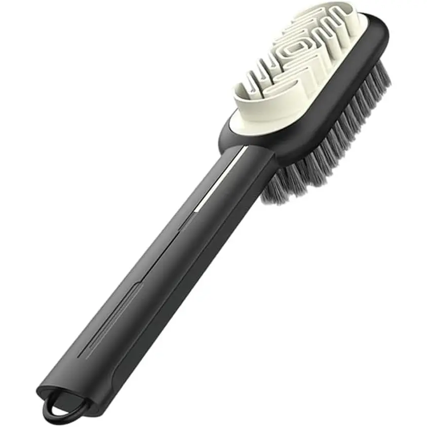 2 in 1 Suede Brush and Eraser for Shoes, Rubber Shoe Brush with Soft Plastic Bristles for Suede & Nubuck Cleaning (Black)