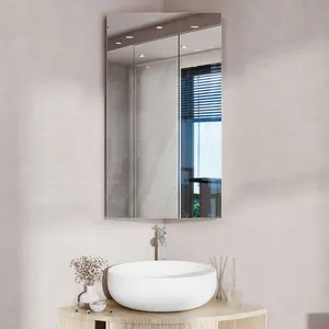 13.4'' W 23.6'' H Corner Frameless Medicine Cabinet Mirror 3 Fixed