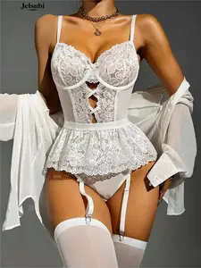 Jelsubi Lingerie for Women with Garter Belt One Piece Lingerie Naughty Strappy Lingerie Lace Exotic Bodysuit Womenswear Stockings lingerie babydoll see-through sexy and Panty Lingerie Set Corset Babydoll Lingerie Set bustier lingerie sexy lingerie set int