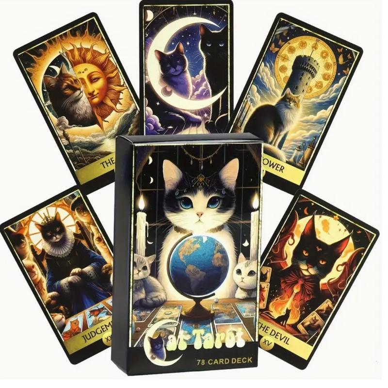 Cat Tarot Cards Deck - Elegant Design with Assorted Cards for Meditation and Guided Imagery - 78 Card Deck - Perfect for Spiritual Journey