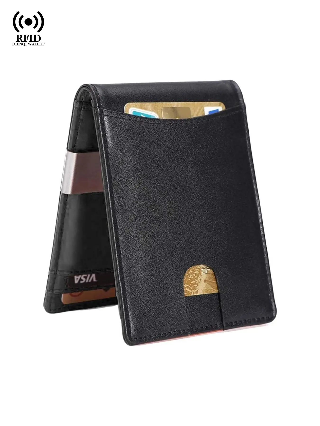 Rfid Men Slim Wallets with Money Clip Credit Card Holder Business Minimalist Wallet Mens Money Bags Luxury Billfold Short Wallets for Men Rfid Protected Wallet Rfid Blocking Wallets Carteras