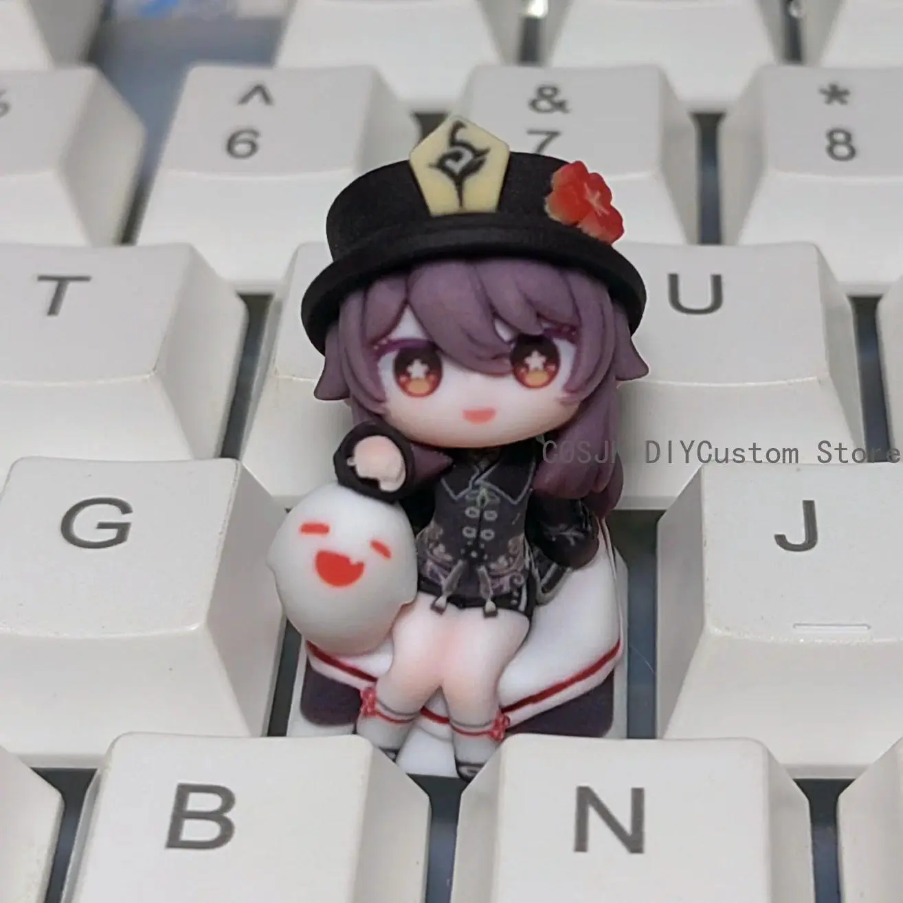 Game Genshin Impact Hu Tao  Cosplay Anime Keycaps Resin Material for Mechanical Keyboard Accessories Key Caps Birthday Gift