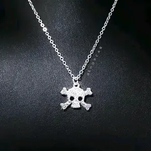 16" Sparkly Crystal Skull Pendant Necklace