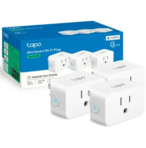 Tapo P125M (3-Pack) | Matter-Certified Mini Smart Plug, 15 A / 1,800 W | Works with Apple Home, Alexa, Google & SmartThings | Compact Flame-Retardant Design | Offline LAN Control | Bluetooth Easy Setup | 2.4 GHz Wi-Fi