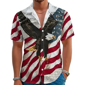 USA 250th Anniversary 4th of July Hawaiian Shirt, Patriotic Style Tropical Short Sleeve Shirt, Summer Aloha Button Down Shirt, Gift for Him or Her