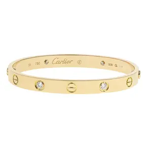 Pre-owned Cartier 4 Diamond Love Bracelet Size 16