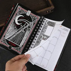 2026 Magic Book Clock Moon Phase Weekly Spiral Bound Planner, Gothic Vintage Notebook, Mystery Enthusiast Daily Log, Christmas Gift