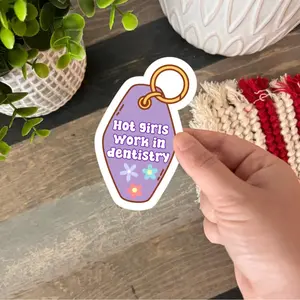 Dental Durable Vinyl Sticker Keychain Hot Girls Work In Dentistry