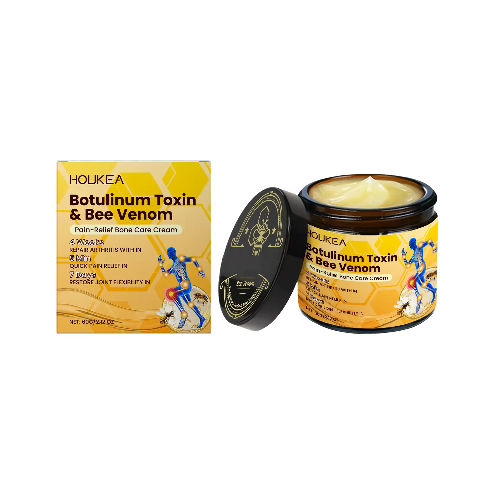 Houkea Natural Moisturizing Body Balm 2-Pack (60g Each) - Fast-Absorbing Nourishing Body Moisturizer for Adults joint pain relief