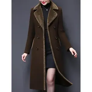 Women's Double-Breasted Lapel Mid-Length Wool Coat