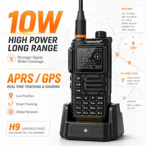 TIDRADIO TD-H9 10W APRS GPS Tracker High Power Radio, Bluetooth App Programming, Spectrum Analysis, SMS, Web Upgrade, Multi-Band Long Range Two Way Radio, USB-C Rechargeable, NOAA Weather Alert