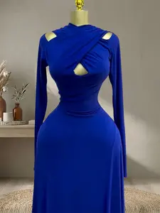 QFAF Elegant Chic Women's O-Neck Long Sleeve Mermaid Fitted Dress, Formal Wear, Fall Winter Wear, Birthday Beach Party Clubwear, Long Sexy Prom Gown