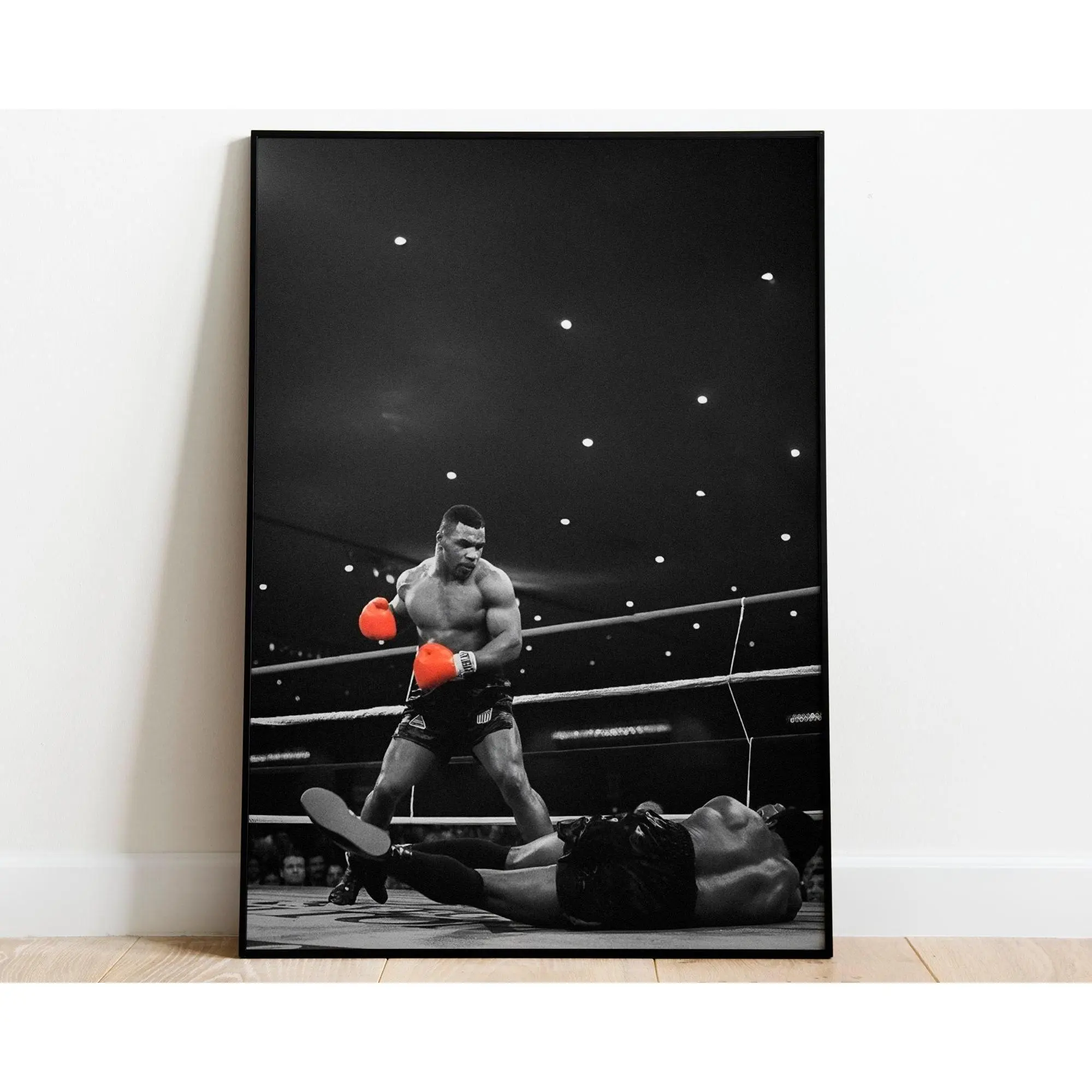 Boxing Legend Knockout Moment Canvas Poster, Black and White Sports Wall Art, Vintage Boxing Print, Gym & Man Cave Decor, Unframed Canvas Poster