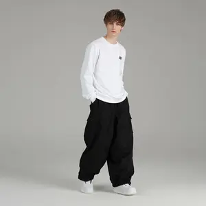 YEEFINE Mens Baggy Cargo Ski Pants Super Baggy Snowboard Snow Pant Women Insulated Loose Pant Sports Waterproof