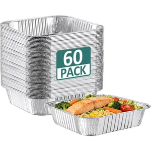 60 Pack 8x8 Disposable  Baking Pans - Square Foil Pans,  Tin Foil Baking Pan,  Containers for Baking, Cooking, Heating Cakes, Bread