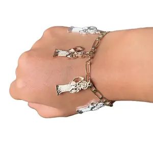 Santa San Judas Charm Bracelets Gold Plated Jewelry Set with Santa Muerte Virgen Maria San Judas San Benito Images for Faith Devotion