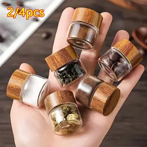 Portable Mini Lightweight Glass Storage Jars with  Lids, 2/4 Count Spice Containers for Travel, Picnics, Camping & Kitchen Use