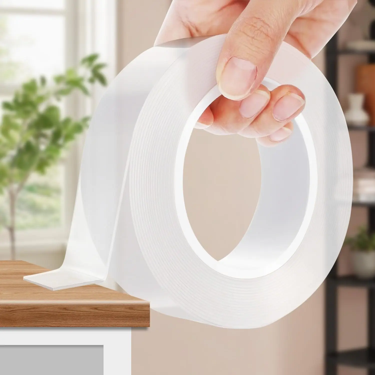 Heavy Duty Double Sided Mounting Tape, Nano Tape Adhesive Gel, Picture Hanging Strips Clear Removable & Residue-Free, Strong Grip for Walls, Posters, Carpets, Pictures