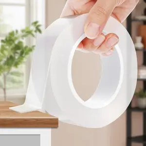 Heavy Duty Double Sided Mounting Tape, Nano Tape Adhesive Gel, Picture Hanging Strips Clear Removable & Residue-Free, Strong Grip for Walls, Posters, Carpets, Pictures