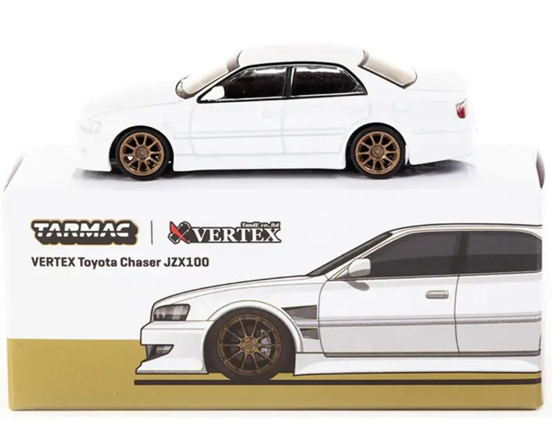 TARMAC 1:64 SCALE VERTEX TOYOTA CHASER JZX100 WHITE METALLIC