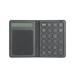 Foldable Leather Case Touchscreen Bluetooth Numeric Keyboard with Calculator Function, Silent Tea Switch for Laptop External Use