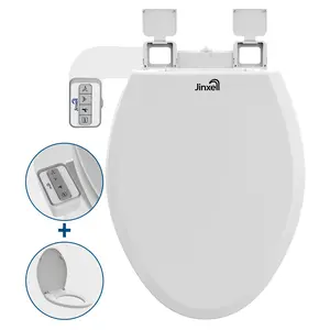 Jinxell Toilet Seat with Bidet- Non-Electric, Self-Cleaning Dual Nozzles for Frontal & Rear Wash, Adjustable Water Pressure, Slow-Close Lid,in Easy Install, Advanced 360° Self-Clean, Dual Nozzles, Feminine & Rear Wash