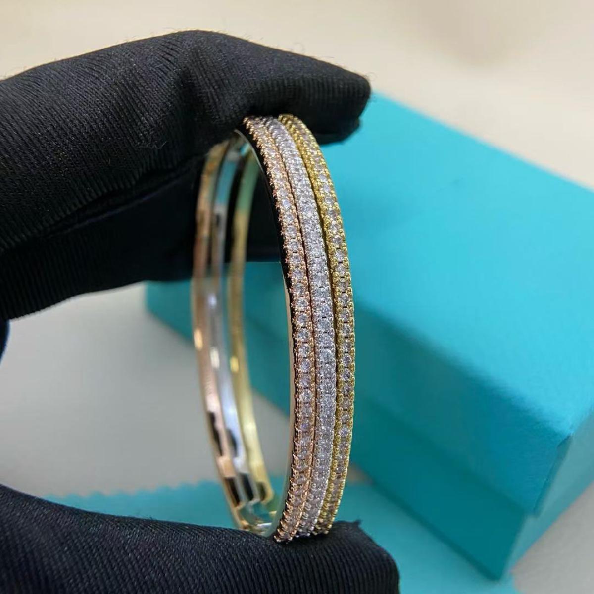 Luxury Slim Full Pavé Sparkle Bangle Bracelet for Women, Elegant Polished Hinged Cuff Bangle, Premium Statement Sparkle Bracelet, Trendy 2026 Aesthetic Bridal Formal Jewelry, Timeless Anniversary Birthday Gift for Her