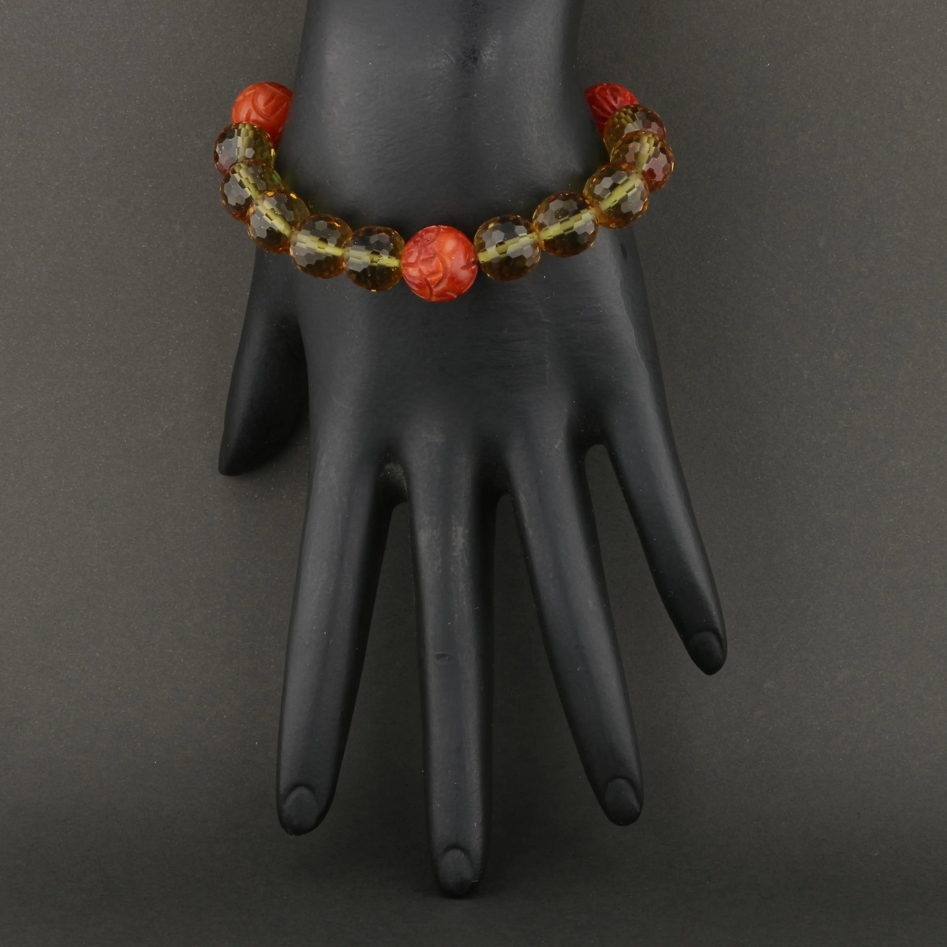 VooDooStone Bracelet with Carved Coral Accents