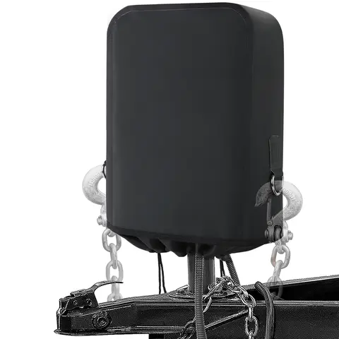Safoner RV Electric Tongue Jack Cover, Heavy-Duty Waterproof with Chain Hook Heavy-Duty Waterproof PVC, UV& Weather Protection, Secure Drawstring Closure, Built-In Chain Hooks, RV Essentials Accessories