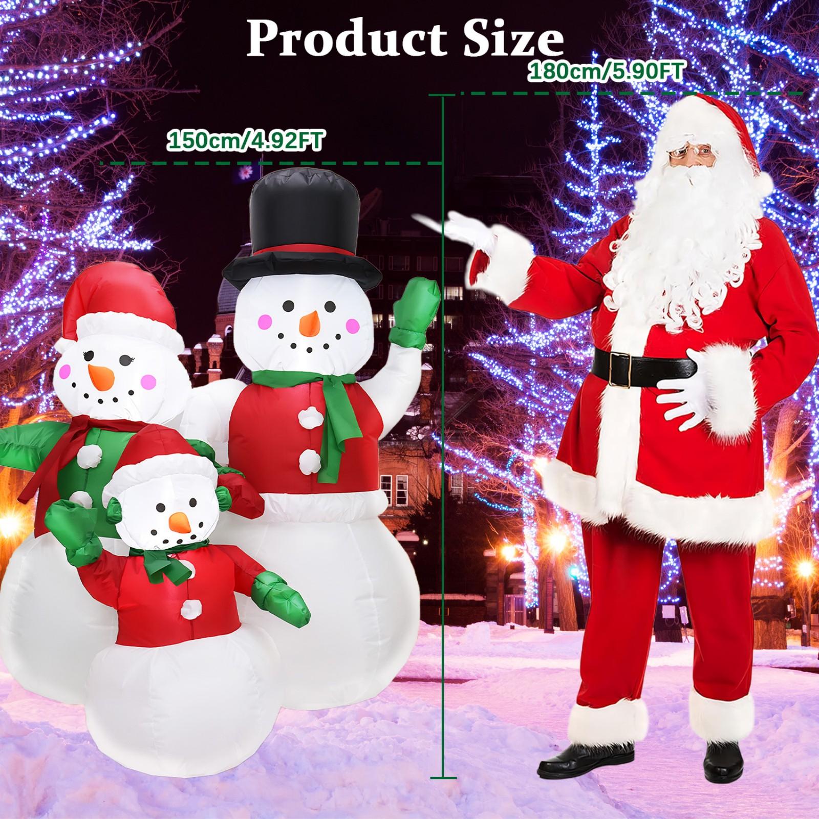 5 Ft Christmas Inflatables Snowman Family Outdoor Decoration with Built in LED Lights Blow ups Christmas Snowman Decoration, Xmas Inflatable Decor for Lawn Garden Yard and Holiday Party