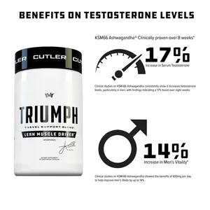 Cutler Nutrition - Triumph Test Booster for Lean Muscle Support, Energy, Test Support with 600mg KSM-66 Ashwagandha, Boron Citrate, Zinc and DIM with enhance bioavailability from Bioperine, 28 servings, Capsule Dietary Supplement