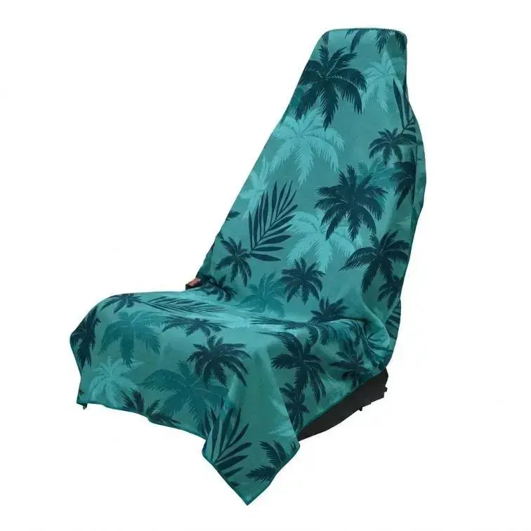 Coastal Tropical Leaf Car Seat Cover Towel, Anti-Slip Waterproof Seat Protector for Post Workout Sweat, Camping and Everyday Driving