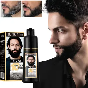 Men’s 3-in-1 Black Beard & Hair Dye Shampoo, Instant Gray Coverage in 10 Minutes, Easy-to-Use Beard & Mustache Color, Natural Plant Extract Formula for Healthy Facial Hair