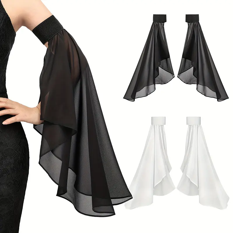 1Pair Women Sunscreen Long Detachable Tulle Sleeves Simple Decorative Tulle Sheer Arm Warmers Accessories