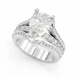 Jzora 2 Carat Pear Cut Engagement Sterling Silver Ring For Women Wedding Promise Jewelry Gift