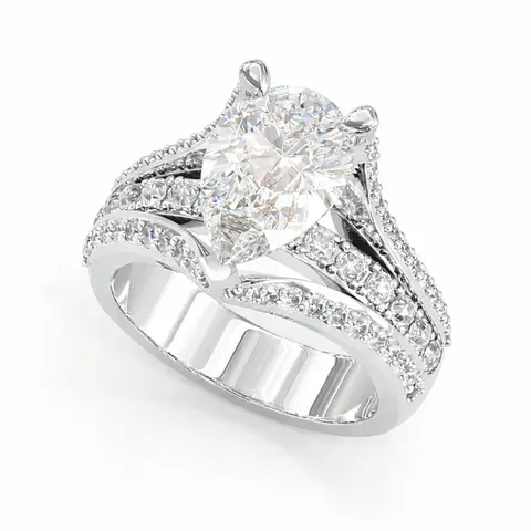 Jzora 925 Sterling Silver Engagement Ring for Women, 2 Carat Pear Cut Cubic Zirconia Wedding Promise Jewelry, Modern Pear Shape, Dainty Artificial Gemstone for Bold Elegance