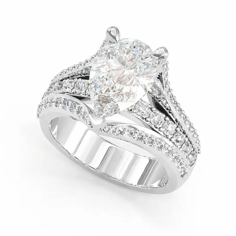 Jzora 925 Sterling Silver Engagement Ring for Women, 2 Carat Pear Cut Cubic Zirconia Wedding Promise Jewelry, Modern Pear Shape, Dainty Artificial Gemstone for Bold Elegance