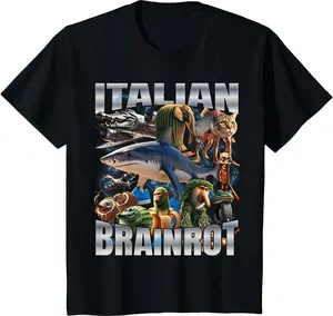 Tralalero Tralala Bombardino Crocodilo - Italian Brainrot T-Shirt, T-Shirts for Boys & Girls – Short Sleeve Crewneck Solid Basic Tees Casual Tops 5-14 Years
