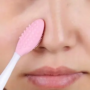 1pc Blackhead Remover Brush, Double-Sided Facial Cleaning Tpe Brush, Multi-Functional Exfoliating Beauty Tool, Bag Organizer Storage, Facial Cleansing Brush, Facial Cleanser Brush