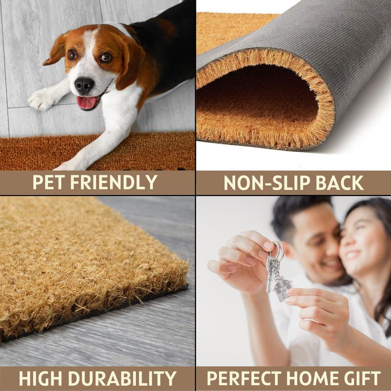 Personalized Monogram Doormat with Wreath Frame Natural Coconut Coir 3 Sizes 16x24 17x30 24x36 Long Lasting Durable Anti-Slip Backing