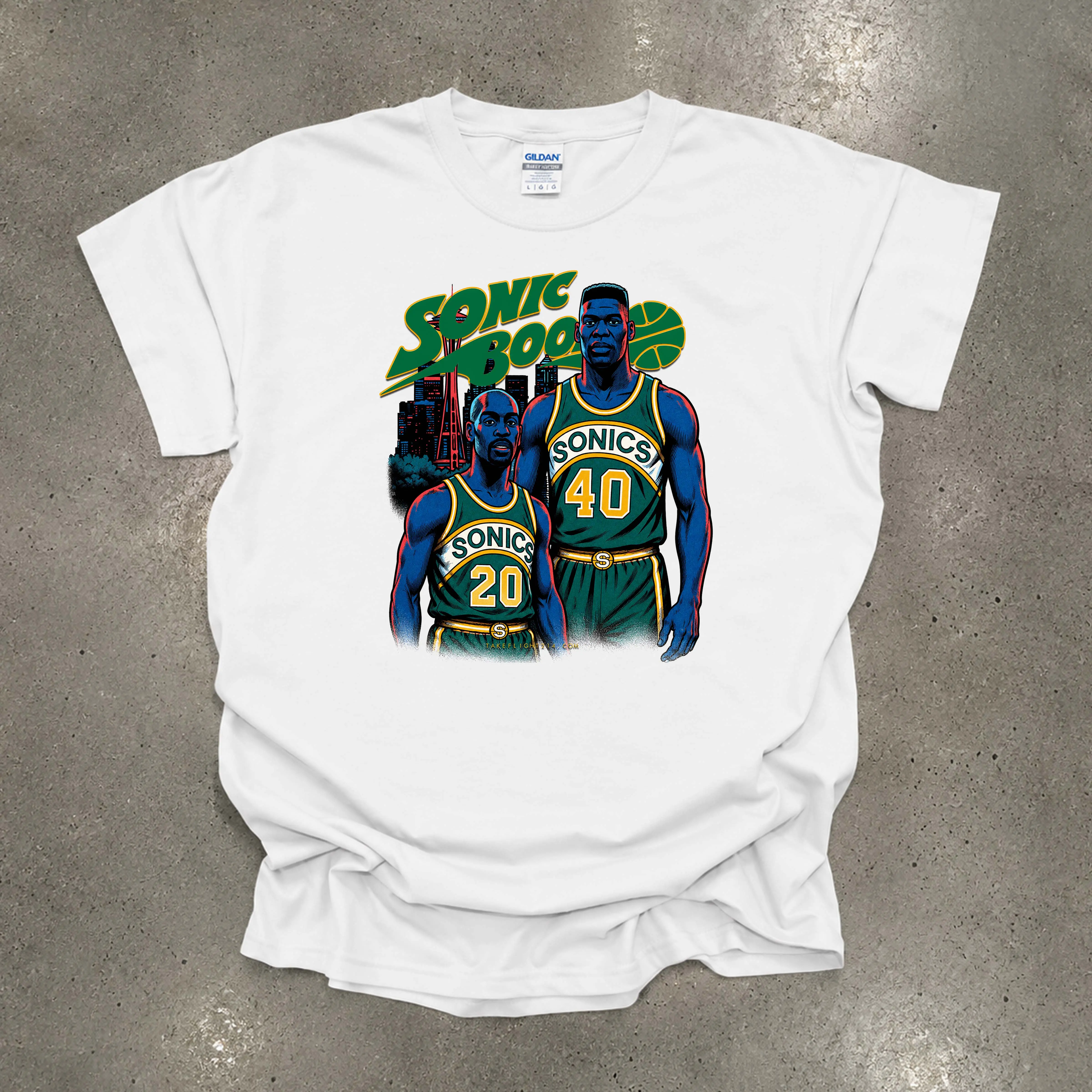 Shawn Kemp & Gary Payton Sonic Boom T-Shirt | Seattle Basketball Legends Graphic Tee | Vintage 90s Hoops Streetwear | Retro Basketball Fan Gift